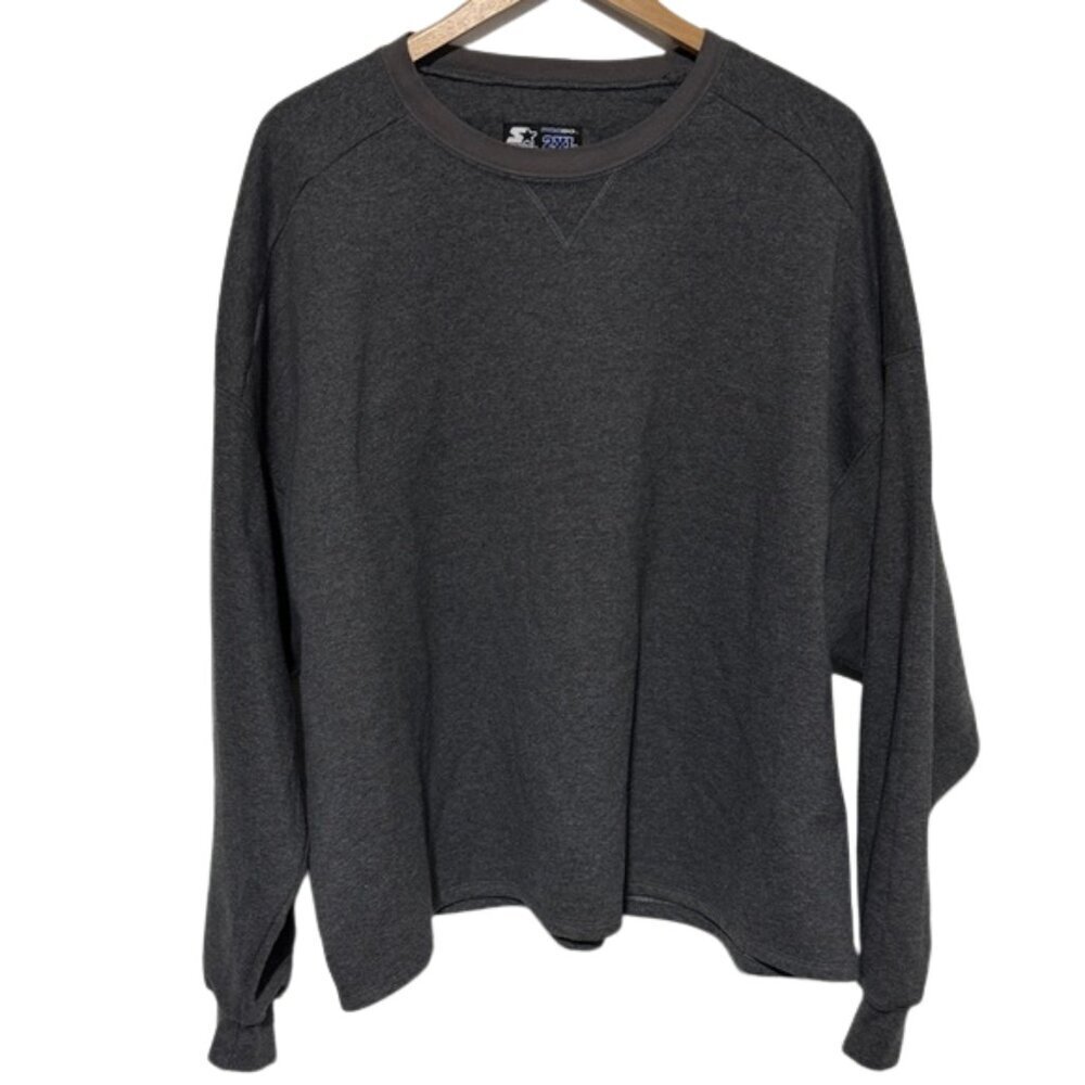 Starter Pro80 Heavyweight Crewneck 2XL Gray Blank Oversized Sweatshirt Mens 90s